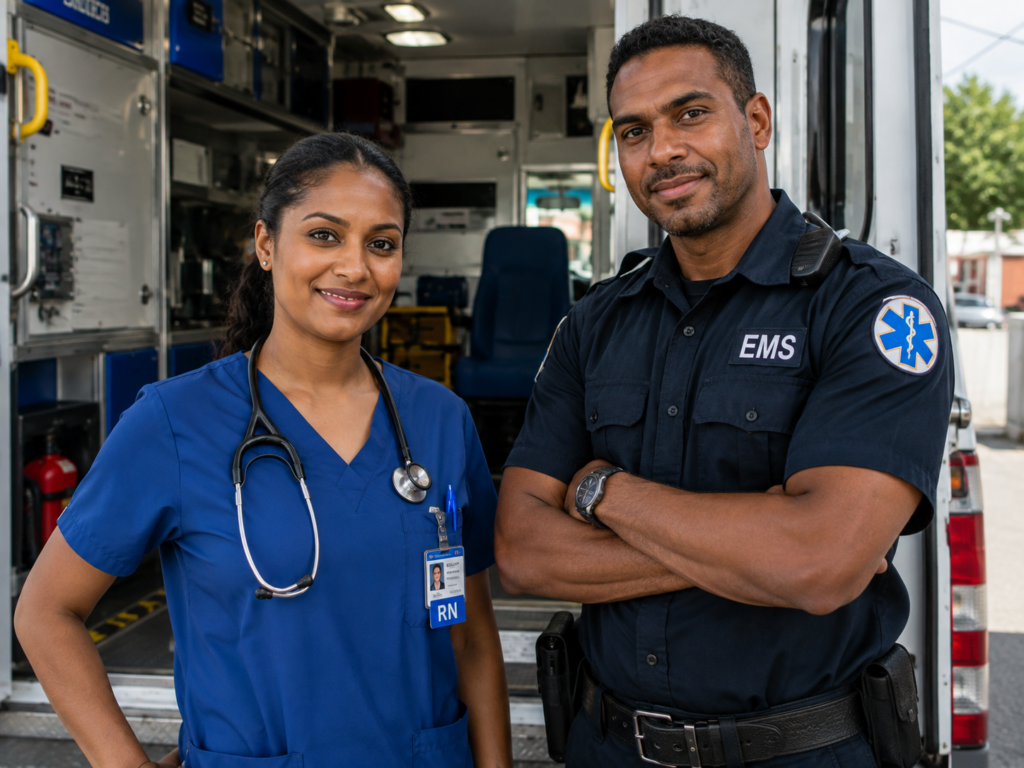 Emergency Medical Responder students completing practical emergency response training at Global Career Institute in Trinidad